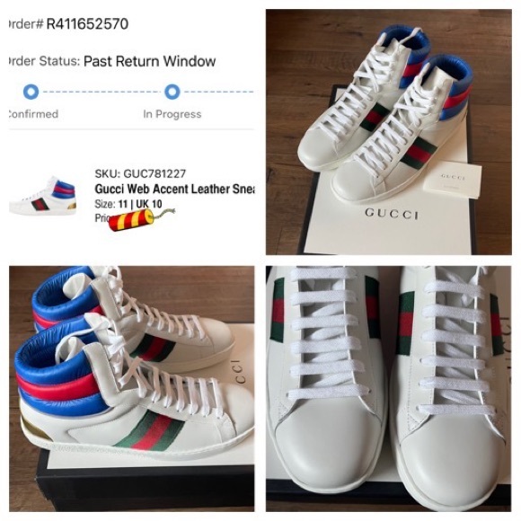 GUCCI-AUTHENTIC (NWT/Box) Mens Web Accent Leather Sneakers - Picture 7 of 15